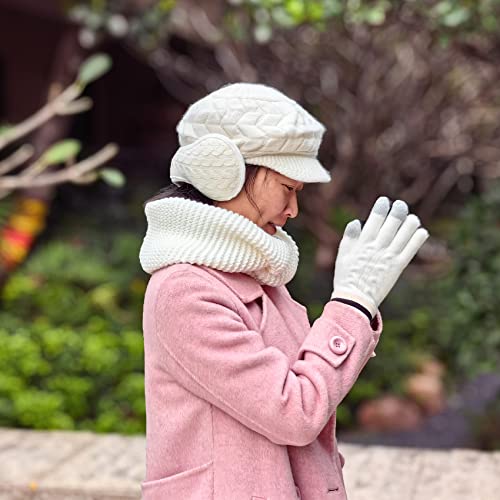 Winter Beanie Hat Touchscreen Gloves Long Scarf Set for Women and Men W-M-M63