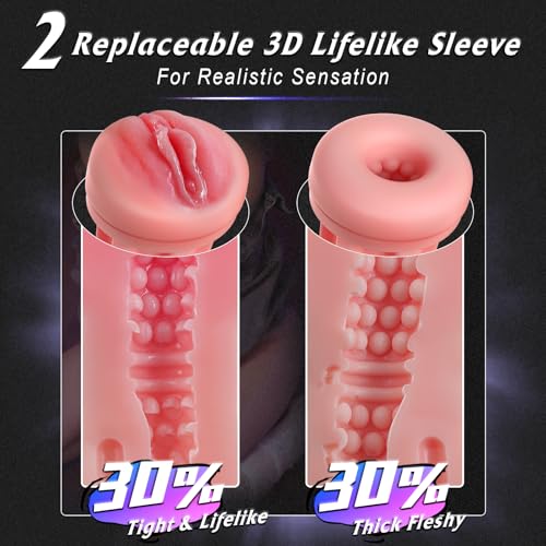 Male Masturbator Sex Toys for Men - Vibrating Pocket Pussy Penis Pump 2 Sleeves Realistic Fleshy with 9 Sucking & 9 Vibrating, Adult Toys Mens Sex Toy, LCD Display Penis Training Stroker Sex Machine : Health & Household