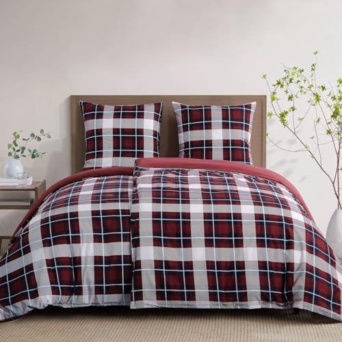 RUIKASI Bettwäsche 135x200 4teilig Rot - Bettbezüge 135 x 200 2er Set mit...