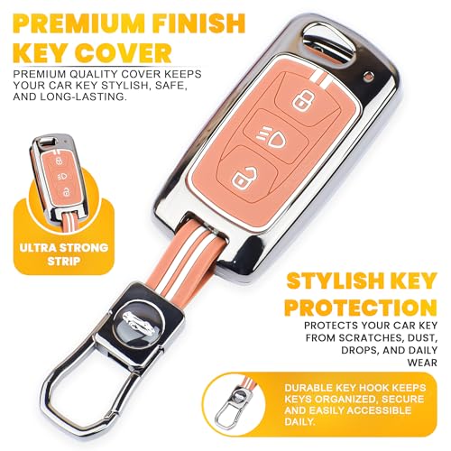 Image of Coll of Fest Premium Metal Silicone Brown Key Cover Compatible with Tata Nexon | Tata Harrier | Tata Safari | Tata Altroz | Tata Tiago | Tata Punch | Tata Tigor 3 Button Key Glow in Dark