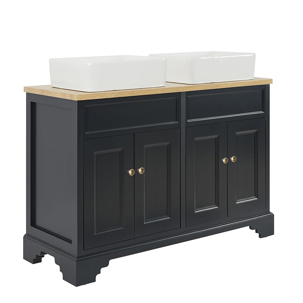 Milano Aged Gold (Round) Thornton Black Grey 1210Mm Bathroom Vanity Unit Square Basin Gold Handle