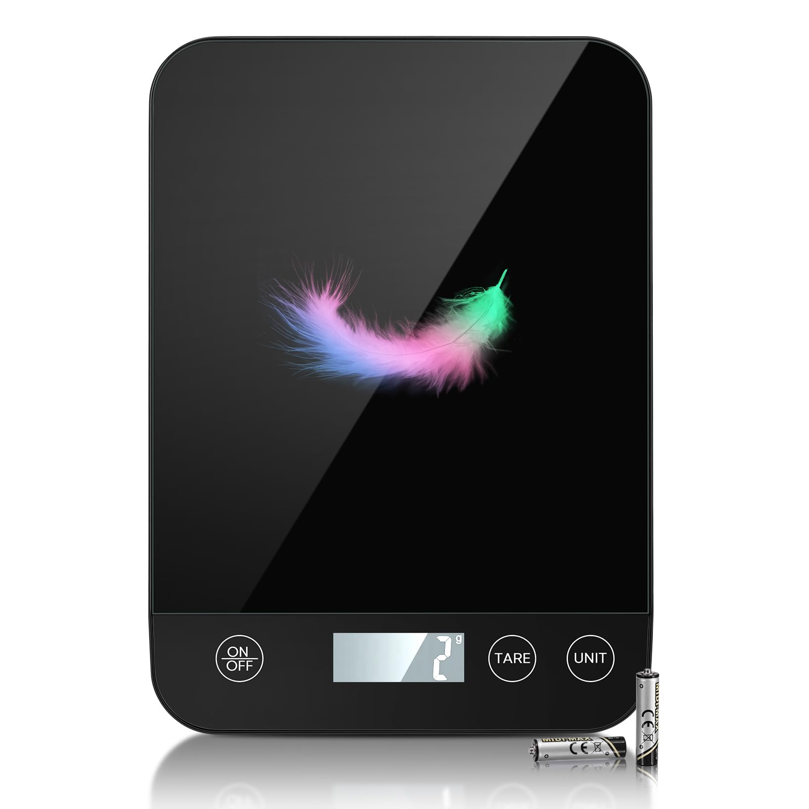 Drcowu Digitale Küchenwaage, 10kg Kapazität, Sicherheitsglas, Einfache Tara-Funktion, Großes LCD-Display, Perfekt zum Kochen, Backen und Meal Prep