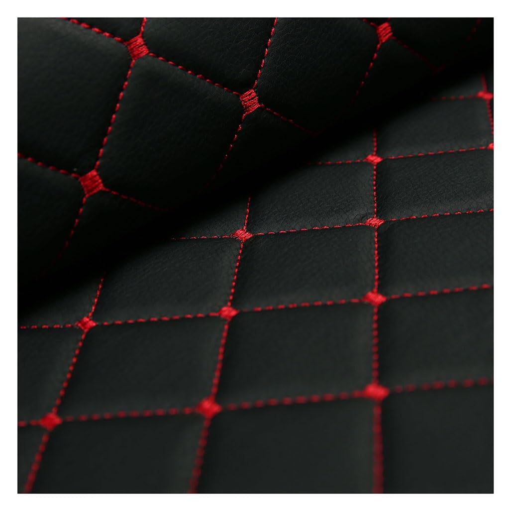 Faux Leather Quilted Diamond Fluted Car Seating Vehicle Upholstery，White Leatherette Fabric(Black,1.4X4m)