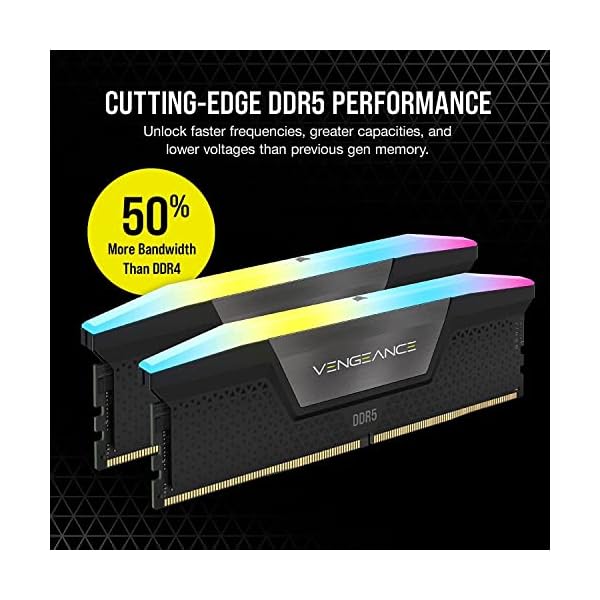 CORSAIR VENGEANCE RGB DDR5 RAM 32GB (2x16GB) 6000MHz CL36-44-44-96 1.35V Intel XMP 3.0 Computer Memory – Black (CMH32GX5M2E6000C36) - Image 4
