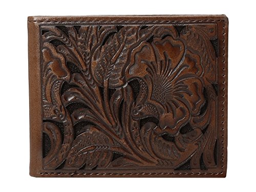 Ariat Men's Tonal Brown Floral Inlay Trifold Wallet4