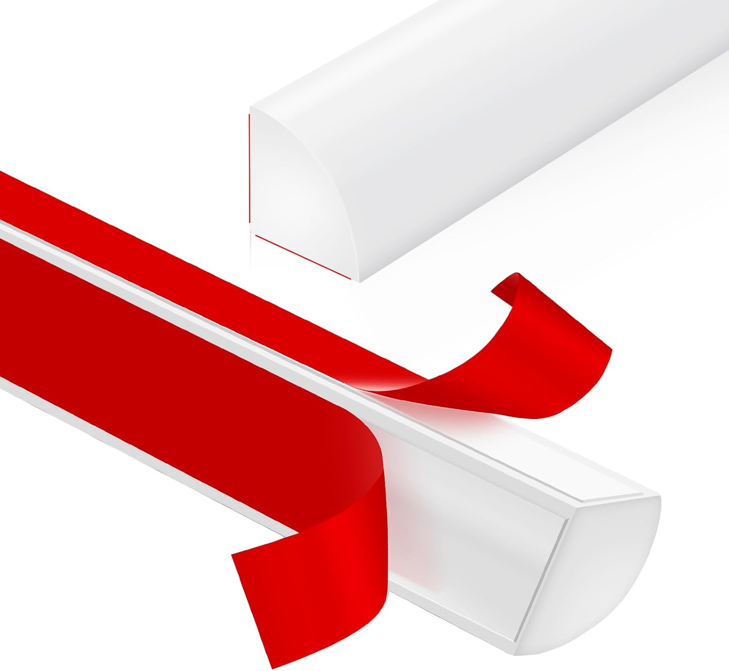 Flexible Quarter Round Molding Peel and Stick Rubber Trim Molding Double-Sided Self Adhesive Wall Corner Trim for Floor, Bathrooms, Countertops (1/2" W x 1/2" H x 40 Ft, White) 1/2” W x 1/2” H x 40 Ft White