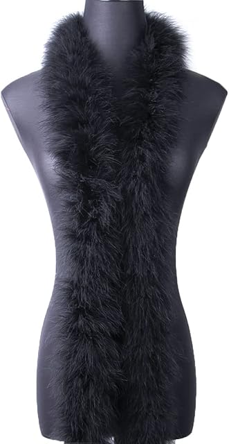 wangruida 2 Yards Fluffy Marabou Feather Boa for DIY Craft Sewing Trim Home Wedding Party Christmas Decoration (50g, Black)