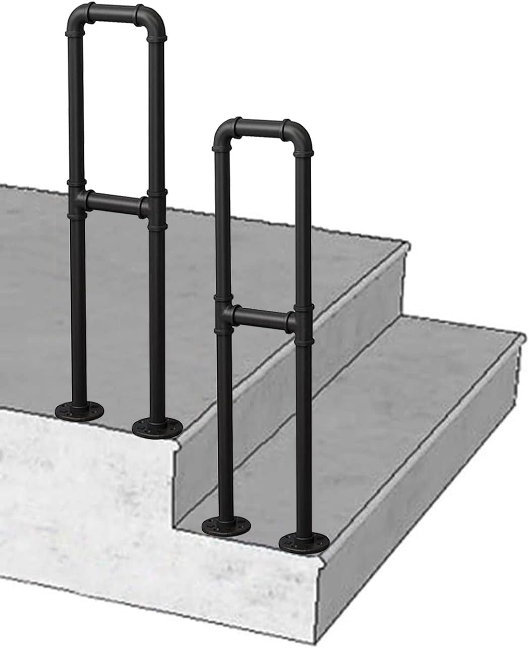 Exterior Stair Railing Kit, Handrails for Outdoor Steps