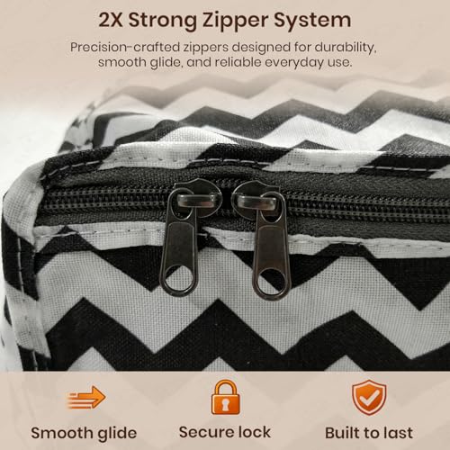 Image of Lukzer Non-Woven Zigzag Printed Saree Covers for Storage with Transparent Window & Zip - Large Set of 12 | Cloth Storage /Wardrobe Organizer for Woman Clothes /Lehengas /Dresses 45x33x20CM - (LSC-02-12)