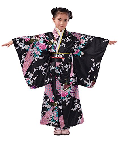 CRB Womens Girls Kimono Japanese Asian Top Dress Robe Sash Belt Fan Set Outfit3