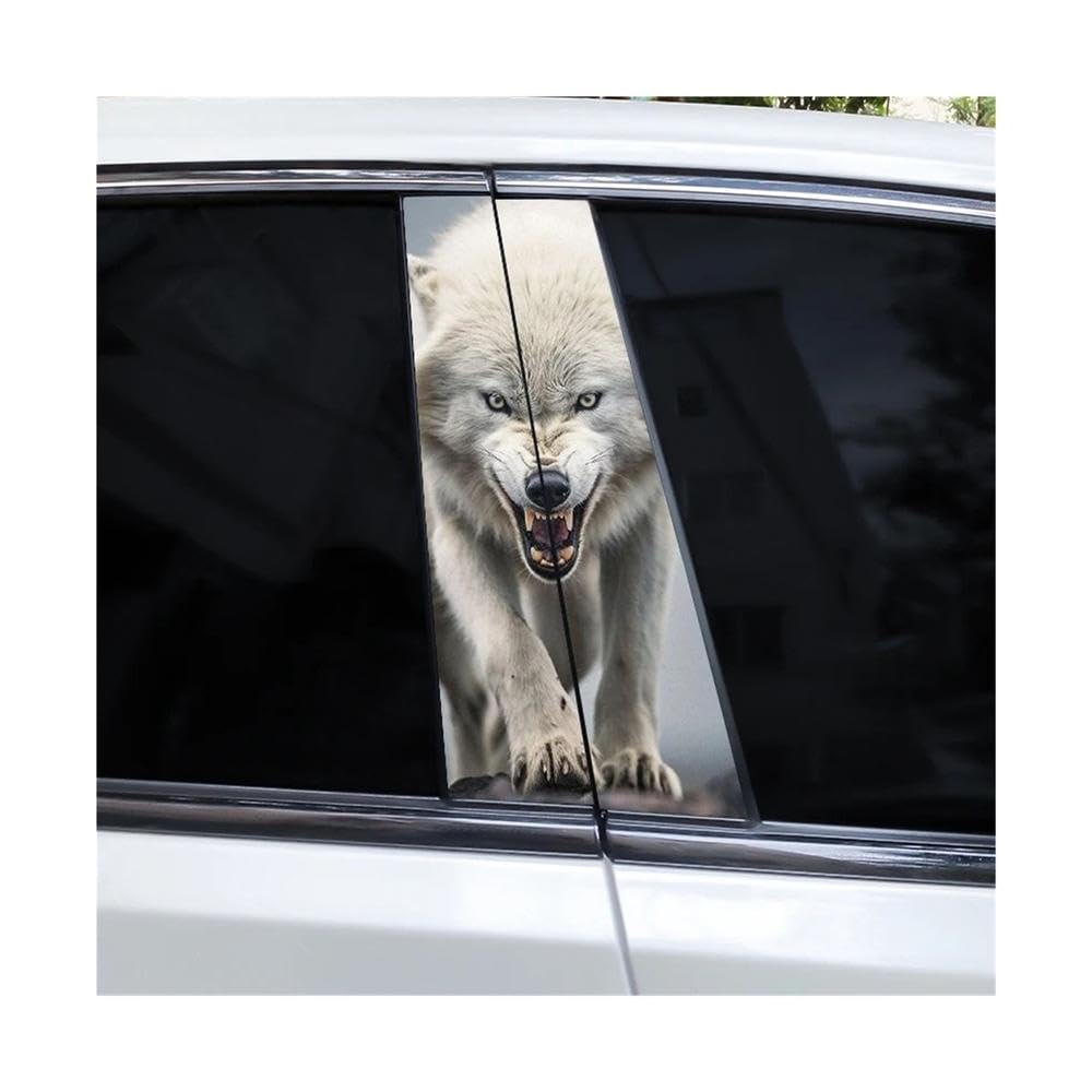 Bertdcx Type A 2Pcs Wolf Full Moon Car Door Pillar Decoration Sticker Animal Auto Parts(Type A)