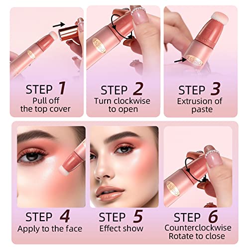 Liquid Blush Beauty Wand Matte Cream Blush Stick With Soft Cushion Applicator For Natural Cheek Tint Blendable Lightweight Long Lasting Dewy Finish Makeup Blush For Face(01 Nude Orange) #TOP4