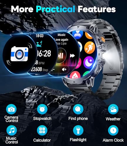 Image of LIGE Military Smart Watches for Men(2 Bands), 1000mAh /1.85 inch HD Large Screen
