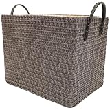 Milisten Cesta de Almacenamiento Tejido Grande 35x26x30 Cm Color Café con Asas para Ropa, Juguetes y Escritorio, Contenedor Multiusos para Organizar Armario y Hogar