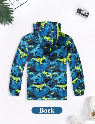 SEAUR Boys Hooded Rain Jacket Lightweight Waterproof Mech Lined Raincoats for Kids Outdoor Windbreaker Jackets2