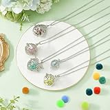 SUNNYCLUE 1 Box 5Pcs Essential Oil Diffuser Jewellery Aromatherapy Necklaces with 20Pcs Pom Pom Balls Tree Of Life Heart Angel Wings Hollow Bead Cage Pendants Diffuser Jewellery for Women Adult Gifts - Image 4