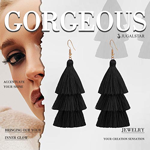 Colorful Tassel Earrings 3 Tier Layered Bohemian, Eardrop Big Dangle Drop Fashion Jewelry Earrings for Women Teen Girls Valentine Birthday Party Gift2