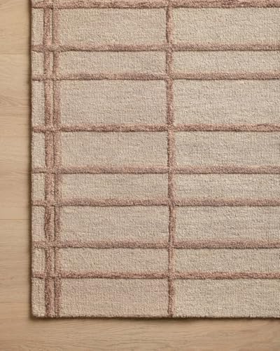 Image of Modern (High Low Pile) Pattern Wool Carpet with Loop Texture Yarn Anti Shedding Carpet Size 8x10 Feet B0 Beige Color