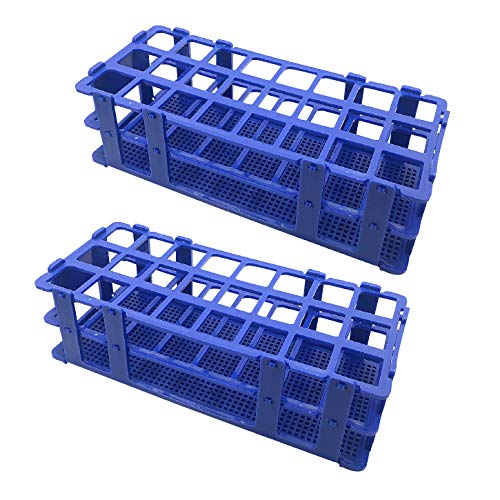 Plastic Test Tube Rack 2 Pack 24 Holes Lab Test Tube Rack Holder for 25mm and Below The Test Tubes, Detachable, Blue