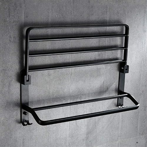 Étagère serviette double en métal inoxydable avec support supérieur rabattable