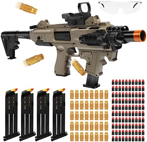Toy Gun for 8-12 Year Old Boys, Empty Shell Ejecting Toy Foam Blasters, Soft Bullet Toy Guns with 100 Foam Darts, 4 Magazines, 1 Goggle, Birthday Xmas Gifts for Kids Age 8+