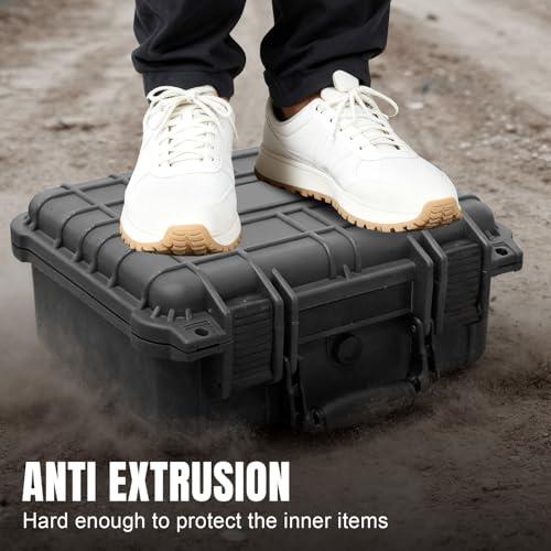 Image of Jack Boss 13.6X11.4X6 Inch Hard Case, Portable Weather Waterproof Protective Camera Case with Customizable Foam, Foam Case Fit Use of Drones, Camera, Equipments, Black,upgraded