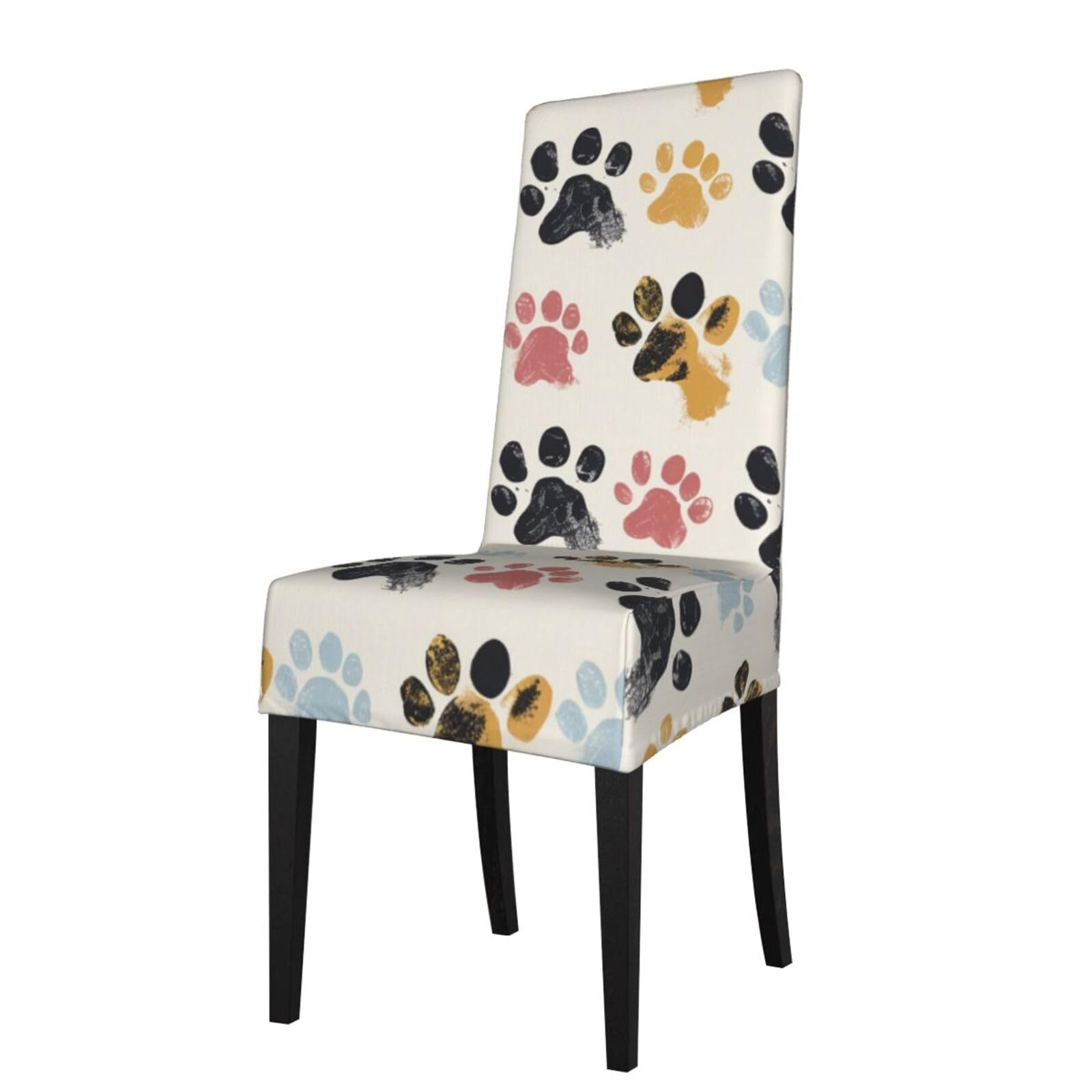 WPKJU Dog Paw Pattern Print Dining Chair Covers Removable Chair Seat Covers Decorative for Kitchen & Bar Stools