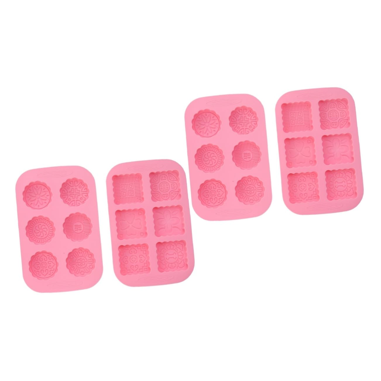 LABRIMP 4 Stück Keksformen Kreis-ausstecher Kreisplätzchen Plätzchenausstecher in Blütenform Mondkuchenformer Ausstechformen Rosa