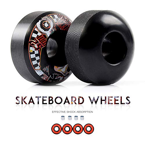 LOSENKA 52mm Skateboard Wheels Black Wheels -51D with Bearings - Thumbnail 4