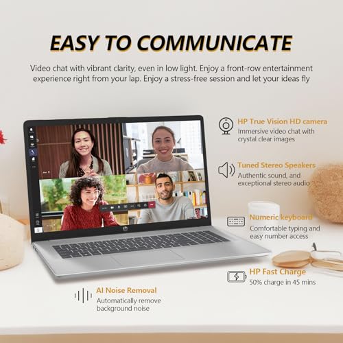 Image of HP 17 Inch Laptop Touchscreen Computer, 17.3 HD+ Touch Screen Business Laptop, AMD Ryzen 5(6-Core), Windows 11 Pro, 10-Key Number Pad, 32GB RAM 2TB SSD
