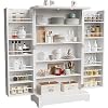 Furniwell 41 Kitchen Pantry Storage Cabinet Freestanding Buffet Cupboards with Doors Adjustable Shelves Pantry Organizers Pantry Cabinets for Kitchen Living Room and Dining Room