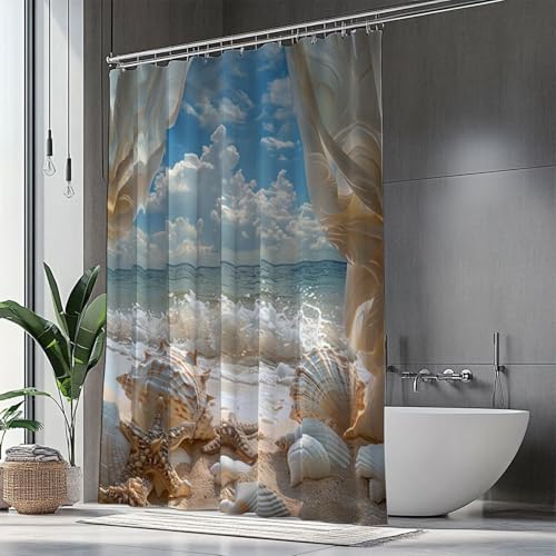 Rideau de douche coquille imperméable à ourlet lesté anti-adhérence