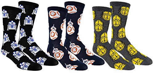 STAR WARS Casual Crew Socks 3 Pair Pack Size 6-12 (Droids)