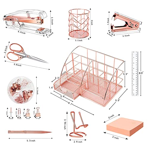 Juopiea Desk Organizers And Accessories Office Supplies 12Ps Set With Acrylic Stapler, Staple Remover, Pen Holder, Clips, Scissor, Phone Holder, 1 Pen Ect #TOP1