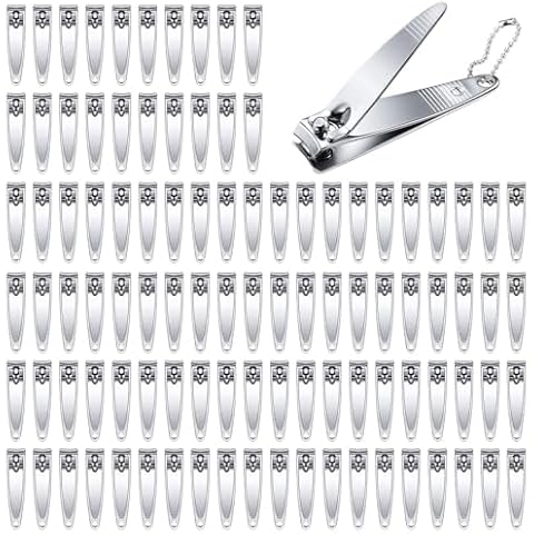Haploon Nail Clippers Bulk 120 Pcs Nail Cutters Bulk Nail Clippers with Chain Stainless Steel, Nail Clipper Cutter Set for Men Women with Keychain Cover