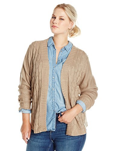 Jason Maxwell Women's Plus-Size Cable Shirtail-Hem Cardigan Sweater
