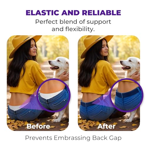 Image of Womens Belts for Jeans, Invisible Flat Buckle Belt, Adjustable Stretch Fit | Adjustable Invisible Belt with Flat Buckle, No Bulge, Comfortable All Day Fit for Jeans, Pants and Dress