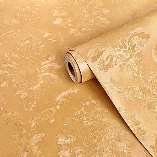 wolpin Wall Stickers Wallpaper Floral Damask (60 x 300 cm) Pattern Embossed Flowers Bedroom, Hall Textured Stylish Decoration Self Adhesive, Gold (B08Z36X4LW) Amazon Price History, Amazon Price Tracker