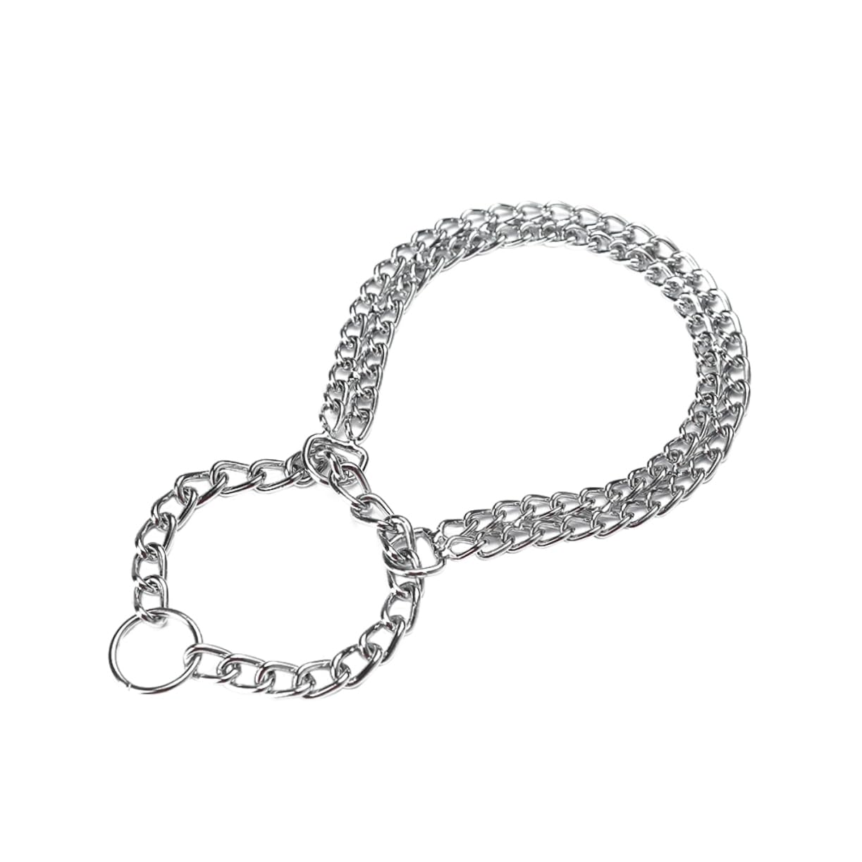 Sosoport Dog Training Double Row Metal Chain 2.0mm 60cm Length Adjustable Pet Necklace in Silver