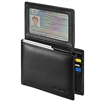 Sigtrenx Genuine Leather Wallets for Men, RFID Blocking Bifold Mens Wallet with 2 ID Windows (Black)