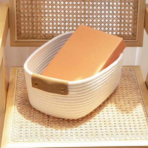 Panier de rangement en corde de coton avec poignées pour petits jouets