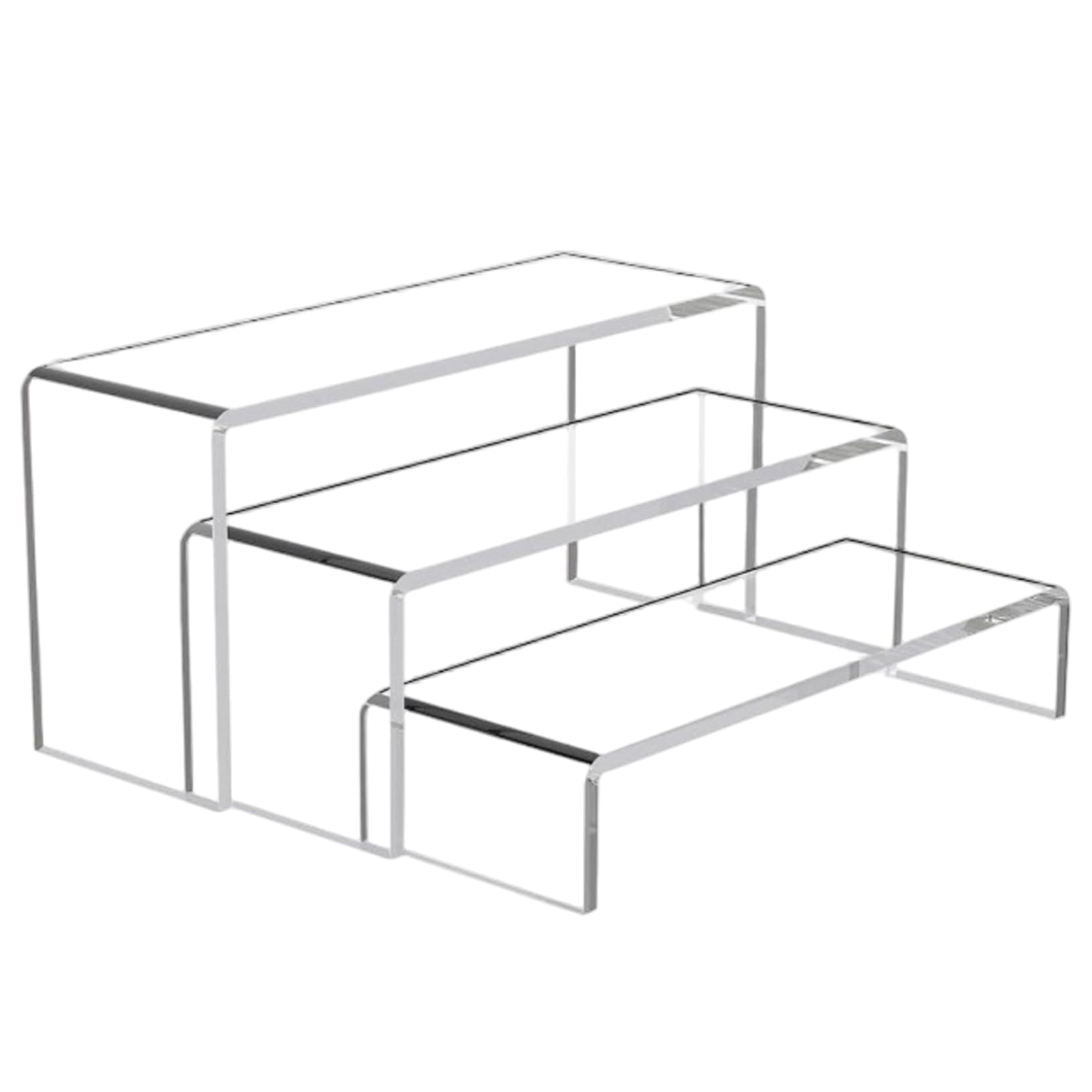 Hintyne Acrylic Risers Display Stands 3PCS Risers Display Stands, Wide Clear Rectangular Acrylic Tabletop Shelf for Collectibles Figures