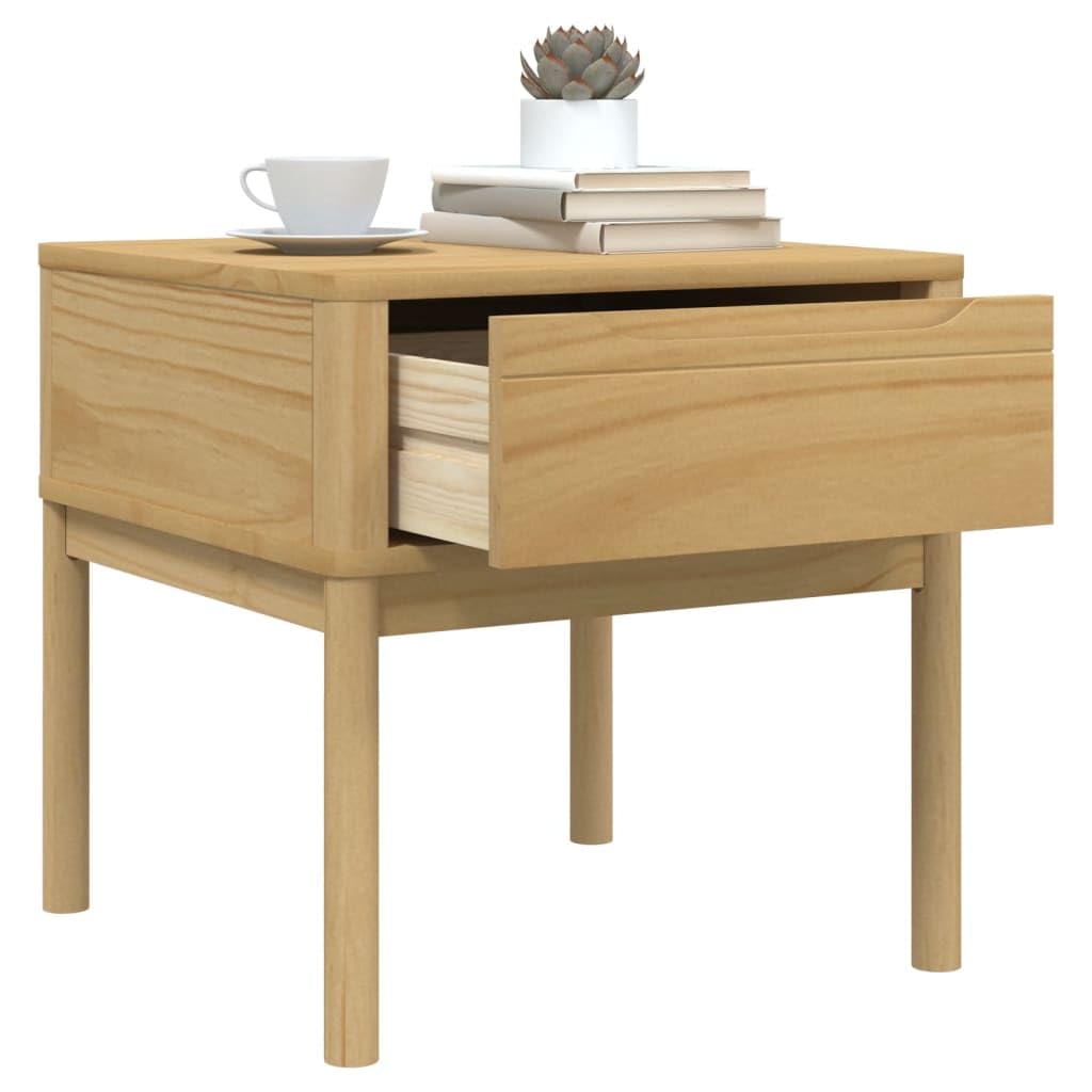 Hothingwell Table de Chevet Floro Marron Cire 55x55x54 cm Pin Massif