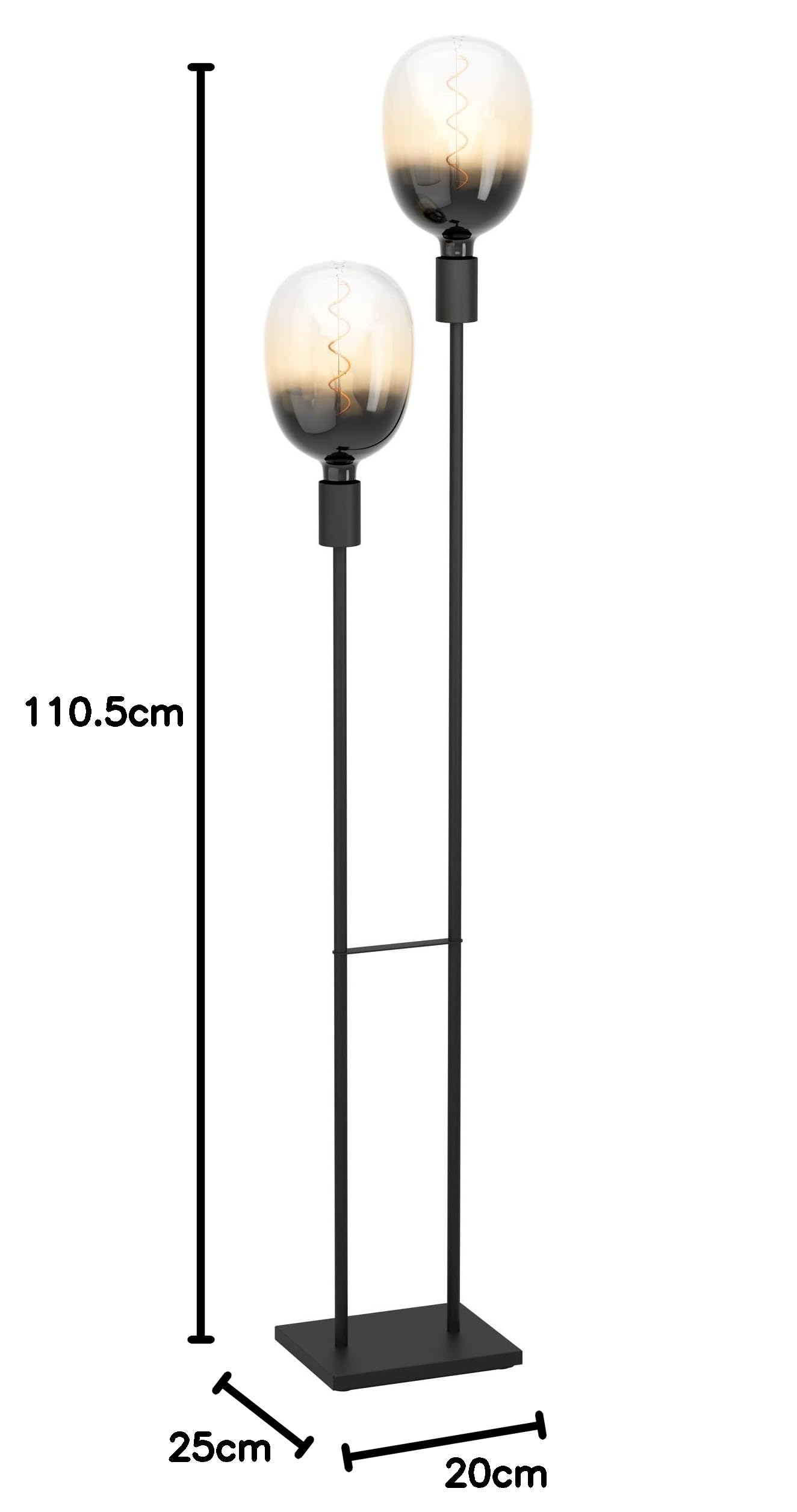 EGLO Lampa stojąca Valdemoro, minimalistyczna lampa podłogowa, metalowa lampa w czerni, lampa do salonu z włącznikiem, lampa do salonu z oprawką E27 na żarówki dekoracyjne