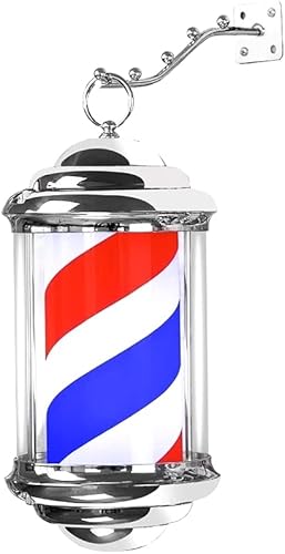 MATYASIGO Poste de peluquería impermeable, luz LED, giratorio para peluquería, montaje en pared, ahorro de energía, lámpara de pared estilo retro