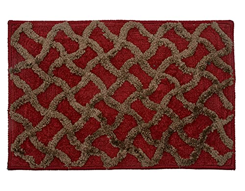 Image of Kuber Industries Washable, Non Slip Velvet Doormat for Indoor (Maroon)