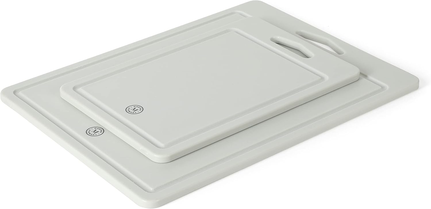 Martha Stewart Bpa Free Plastic Cutting Board 2pc Set (16" x 12" and 12" x 8") - Grey - Dishwasher Safe