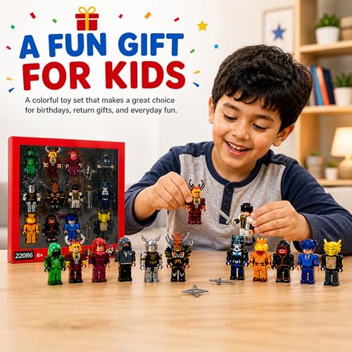 Image of 12PCS Action Figure Toy Set for Kids, Block-Style Hero Mini Figures with Accessories, Collectible Adventure Characters, Creative Roleplay Toys for Boys & Girls Ages 6+
