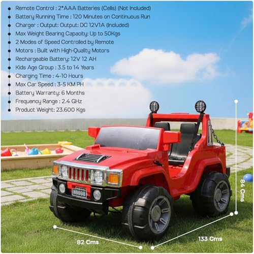 Image of Toyzone Hamer Electric Car Tz-318 (Red) | Frequency 2.4 Ghz | Lights & Music | Ride-on Car for Kids | Seat Belt for Safety | Perfect Tyre Grip | Make in India | Indoor and Outdoor Toy