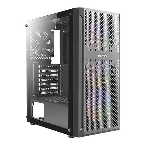 Image of Antec NX290 ATX Mid-Tower Case, Tempered Glass Side Panel, Full Side View, Pre-Installed 4 x 120mm in Front, Black